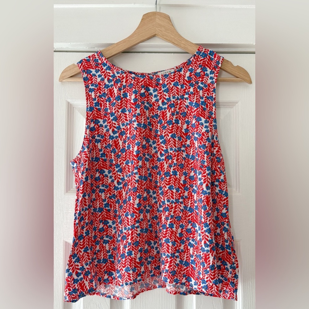J. Crew Liberty Arts‎ Floral Sleeveless Tank Red and Blue Size Small Viscose